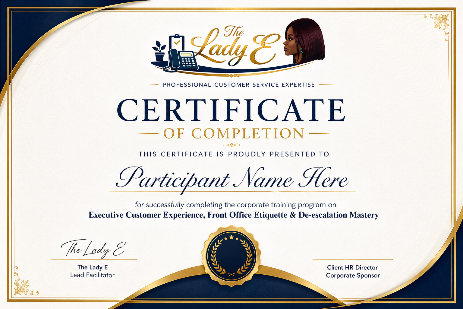 The Lady E Certificate of Completion